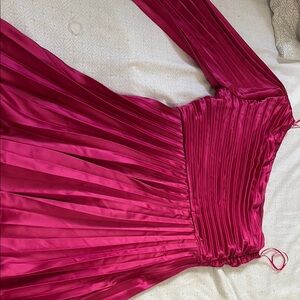 Fashion Nova Pink Ruched One Shoulder Gown